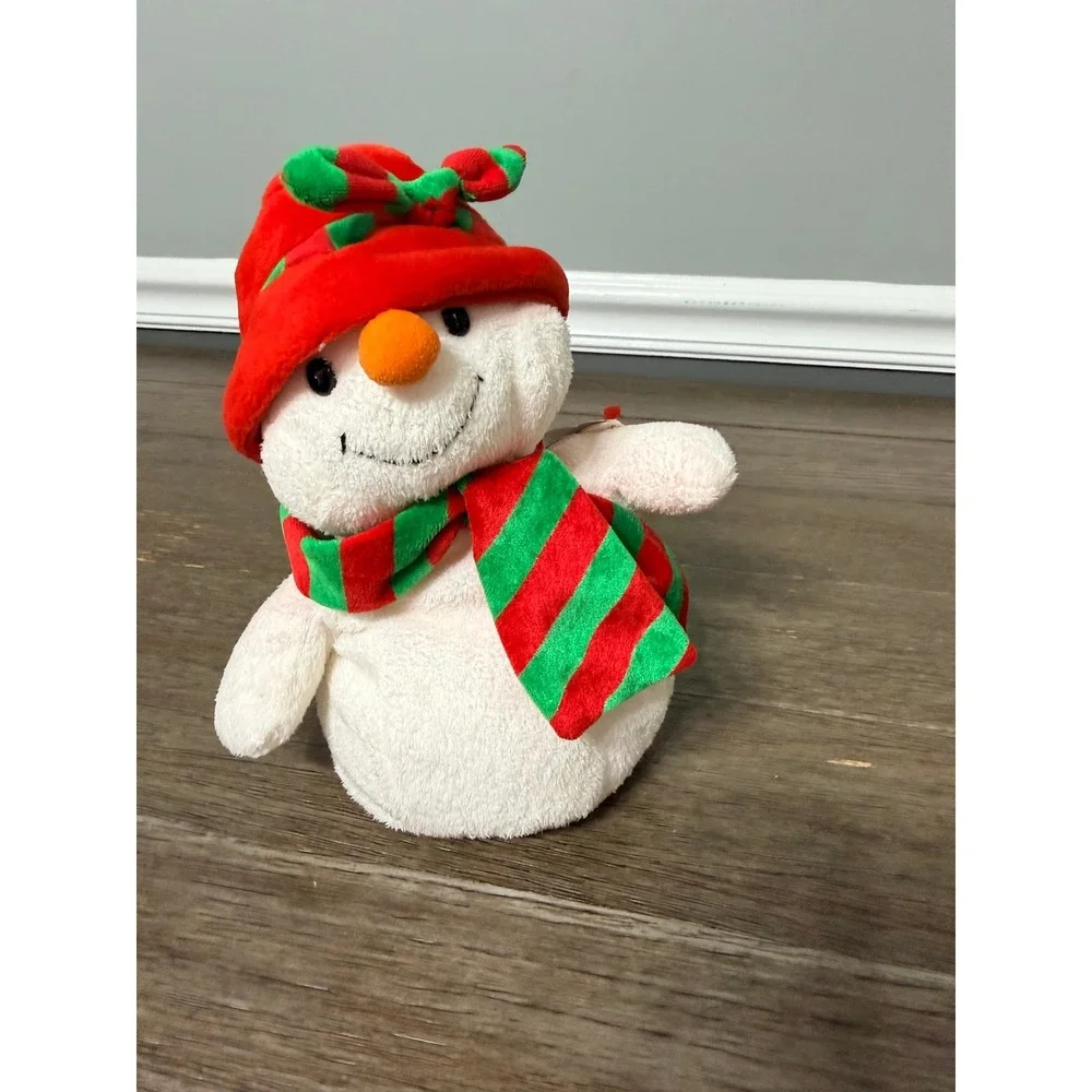 Ty Beanie Babies Ms Snow Plush Christmas Snowman Red‎ Green Scarf Hat